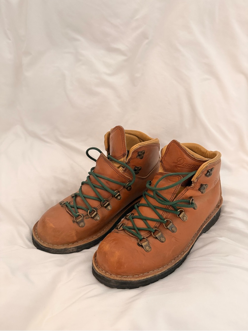 Danner Tan Leather Mountain Boots with Green Laces - Men's